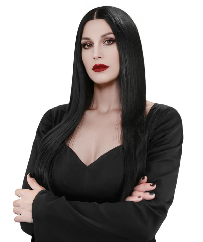 Mersi Long Black Wig for Women Halloween Costume 27'' Straight Long Black Wig Natural Cute Black Wigs for Costume Women S034BK - Image 2